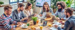 clima laboral positivo , ai generated, business, meeting, colleagues, coworkers, group, people, office, teamwork, brainstorm