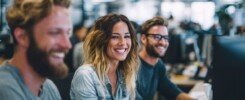 7 habilidades blandas, ai generated, business, office, team, happy, creative, working, collaboration, woman, happy employees, creative office, working together, technology, business people, young professionals, people